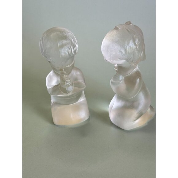 Vintage Fenton Praying Girl and Boy Crystal Glass Figurines 4" - Picture 4 of 11